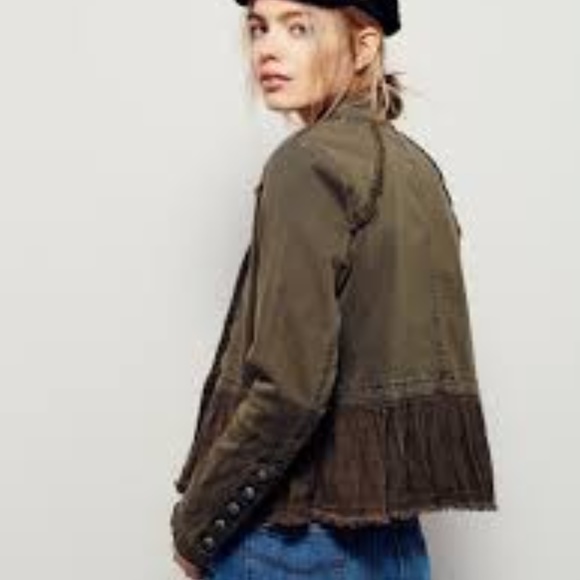 Free People Jackets & Blazers - Free People Ruffle Hem Military Jacket XS